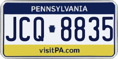 PA license plate JCQ8835