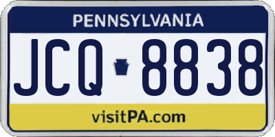 PA license plate JCQ8838