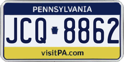 PA license plate JCQ8862