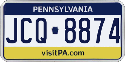 PA license plate JCQ8874