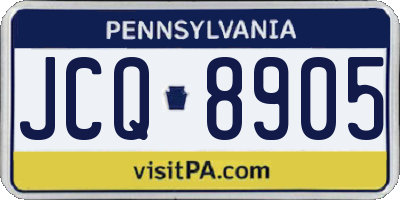 PA license plate JCQ8905