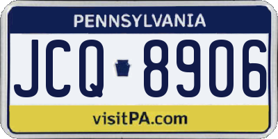 PA license plate JCQ8906