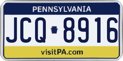 PA license plate JCQ8916