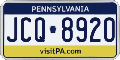 PA license plate JCQ8920