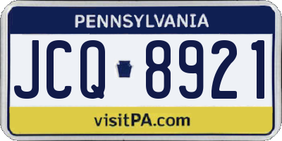 PA license plate JCQ8921