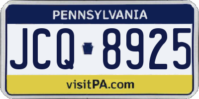 PA license plate JCQ8925