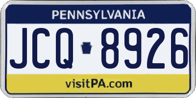 PA license plate JCQ8926
