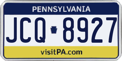 PA license plate JCQ8927