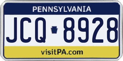 PA license plate JCQ8928