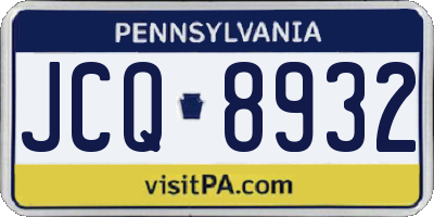 PA license plate JCQ8932