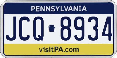 PA license plate JCQ8934
