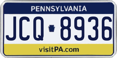 PA license plate JCQ8936