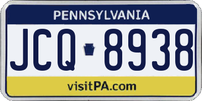 PA license plate JCQ8938