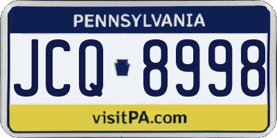 PA license plate JCQ8998