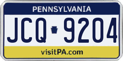 PA license plate JCQ9204