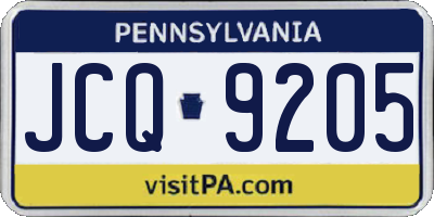 PA license plate JCQ9205