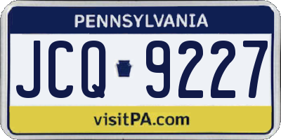 PA license plate JCQ9227