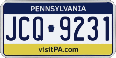PA license plate JCQ9231