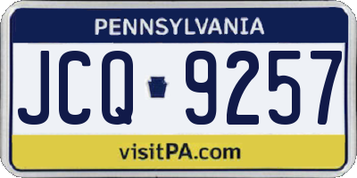 PA license plate JCQ9257
