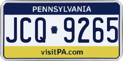 PA license plate JCQ9265