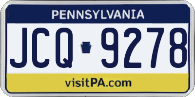 PA license plate JCQ9278