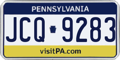 PA license plate JCQ9283