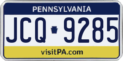 PA license plate JCQ9285
