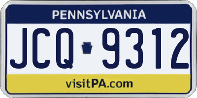 PA license plate JCQ9312