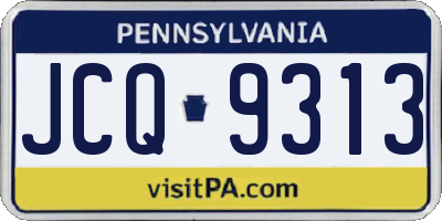 PA license plate JCQ9313