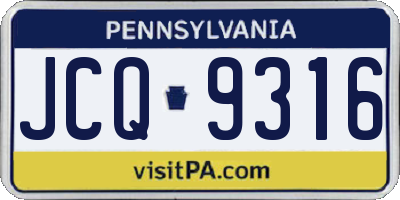 PA license plate JCQ9316
