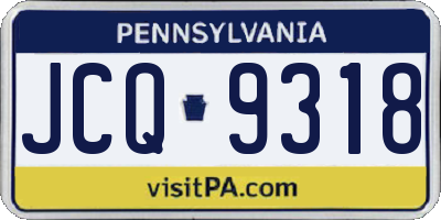 PA license plate JCQ9318