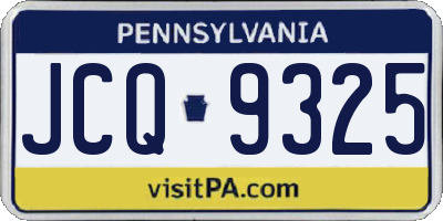PA license plate JCQ9325