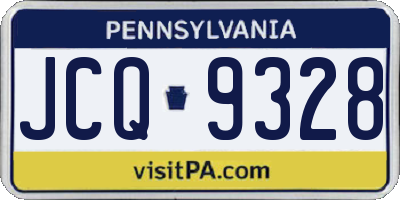 PA license plate JCQ9328