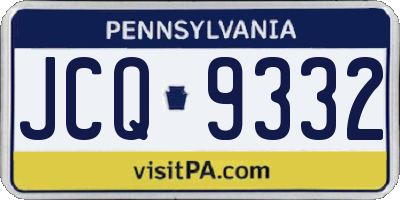 PA license plate JCQ9332