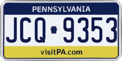 PA license plate JCQ9353