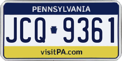 PA license plate JCQ9361