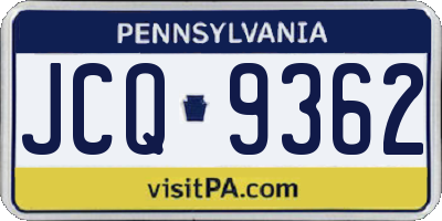 PA license plate JCQ9362