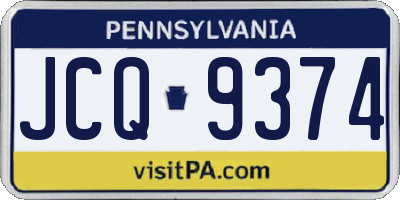 PA license plate JCQ9374