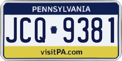 PA license plate JCQ9381
