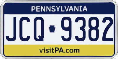 PA license plate JCQ9382