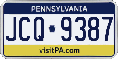 PA license plate JCQ9387