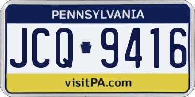 PA license plate JCQ9416