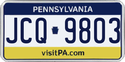 PA license plate JCQ9803