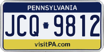 PA license plate JCQ9812