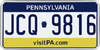 PA license plate JCQ9816