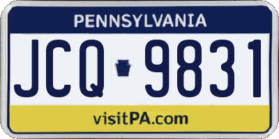 PA license plate JCQ9831