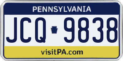 PA license plate JCQ9838