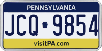 PA license plate JCQ9854