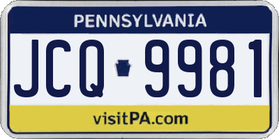 PA license plate JCQ9981