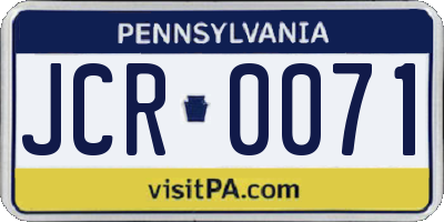 PA license plate JCR0071